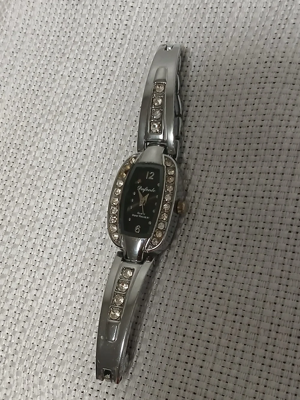 Dufonte By Lucien Piccard Silver Crystal Accent Women's Watch For Parts/repair